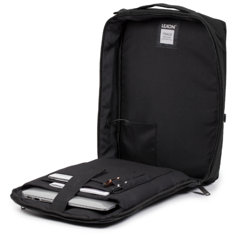 Rucsac pentru laptop Lexon Track, 15 inch, Capacitate 12L, Negru
