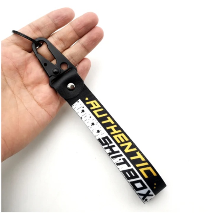 Breloc Authentic S**tBox, ideal pentru Chei Auto / Moto / Casa / Garaj, din material textil, cu inel metalic, extrem de rezistent, pentru fete si baieti, portocaliu