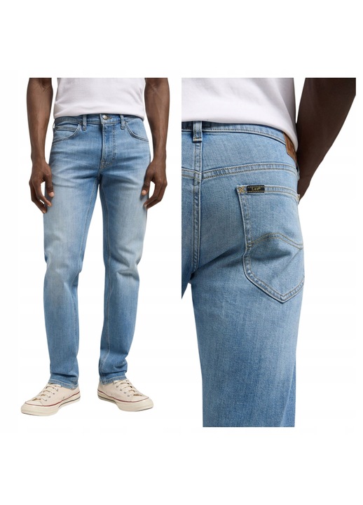 Férfi farmer, Lee, Daren Zip Fly, egyenes szabású, középmagas derék, cipzár, hosszú, 5 zsebes, pamut, kék, Kék