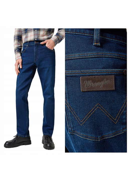 Мъжки дънки, Wrangler, Greensboro, Права кройка, Средна талия, Цип, Дълги, 5 джоба, Памук, W38 L30, Син, Син