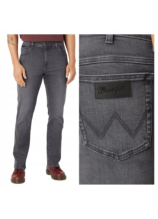 Férfi Blugi, Wrangler, Texas, Egyenes Szabás, Közepes Derék, Cipzár, Hosszú, 5 Zseb, Pamut, Szürke, Szürke