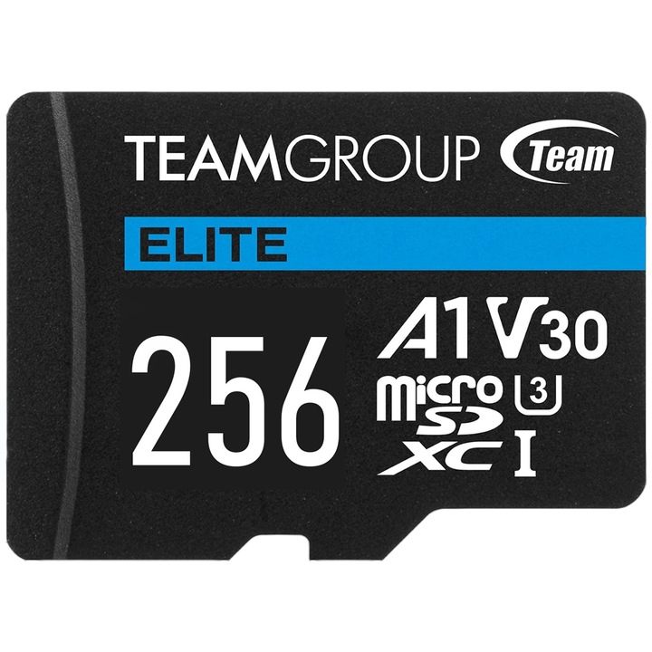 microSDXC карта 256GB TeamGroup, с адаптер, 100MB/s, A1, за смартфон, таблет, камера, дрон, Dash Cam