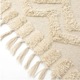 Covor tufted, model relief si franjuri, ecru, 100x65cm