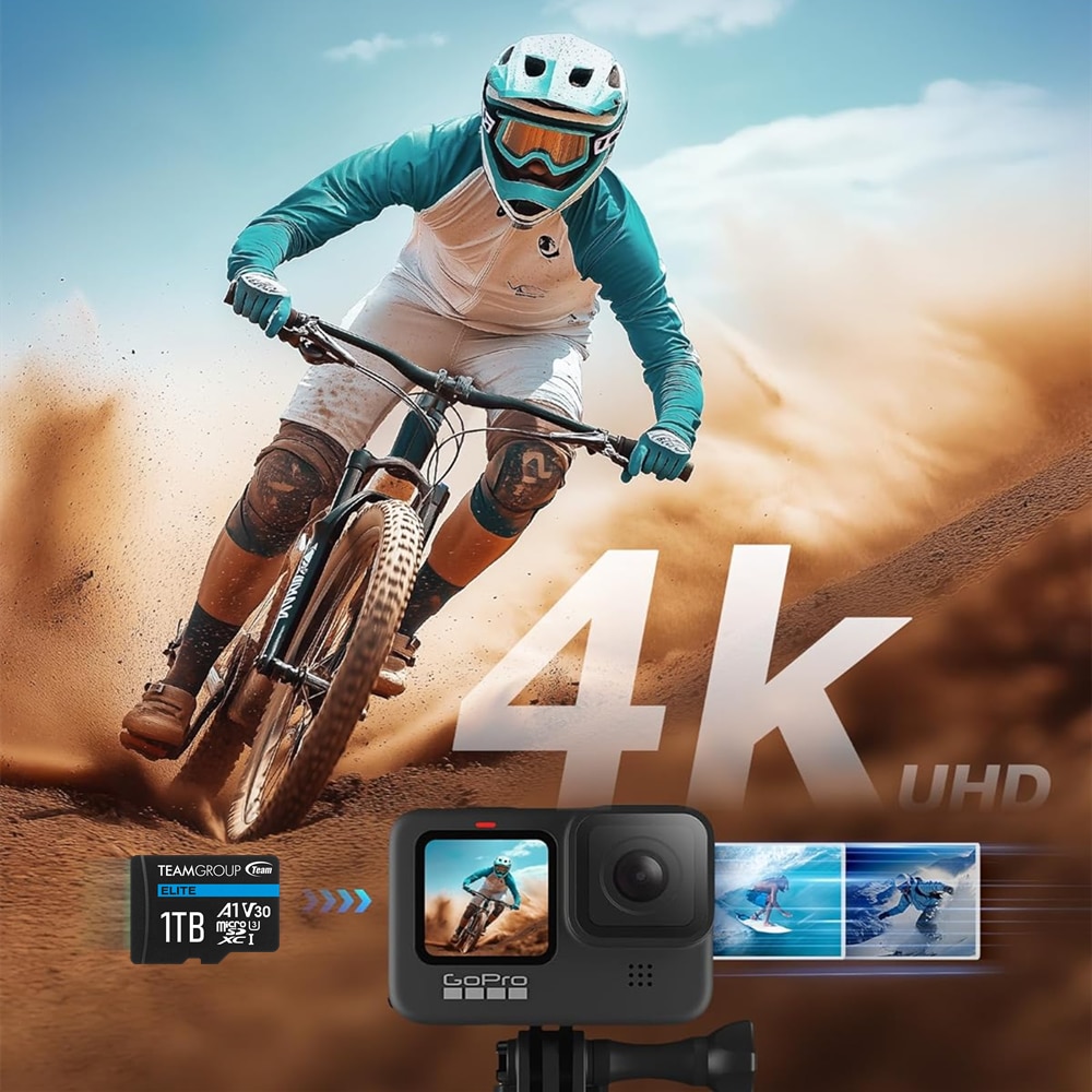 100mb Camera Card microSDXC 1TB TeamGroup, cu adaptor, 100MB/s, rezistent la apa si ...