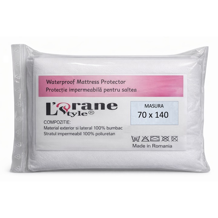 Protecție completă saltea, husa impermeabilă antialunecare, alb, 70x140cm