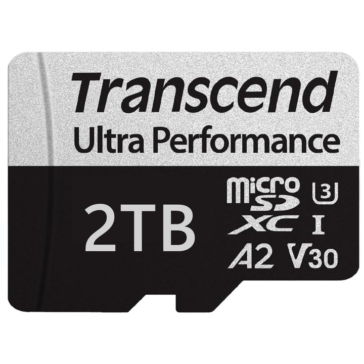 microSDXC карта 2TB, Transcend, UHS-I U3, V30, A2, 100MB/s, с адаптер