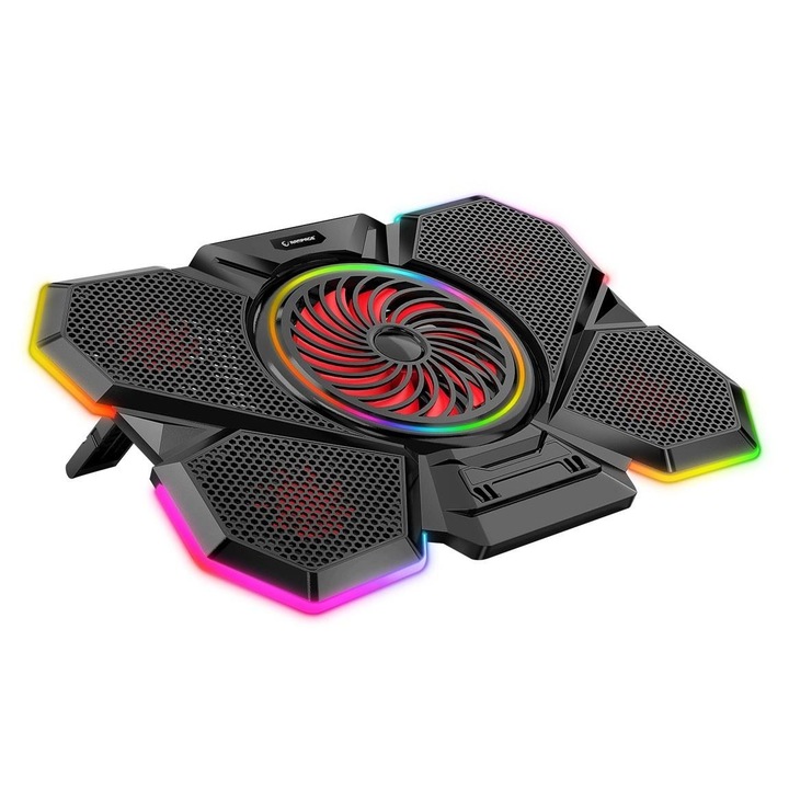 Racitor laptop Rampage S47, 1x 140 mm + 4x 60 mm, RGB, 12-17", reglabil