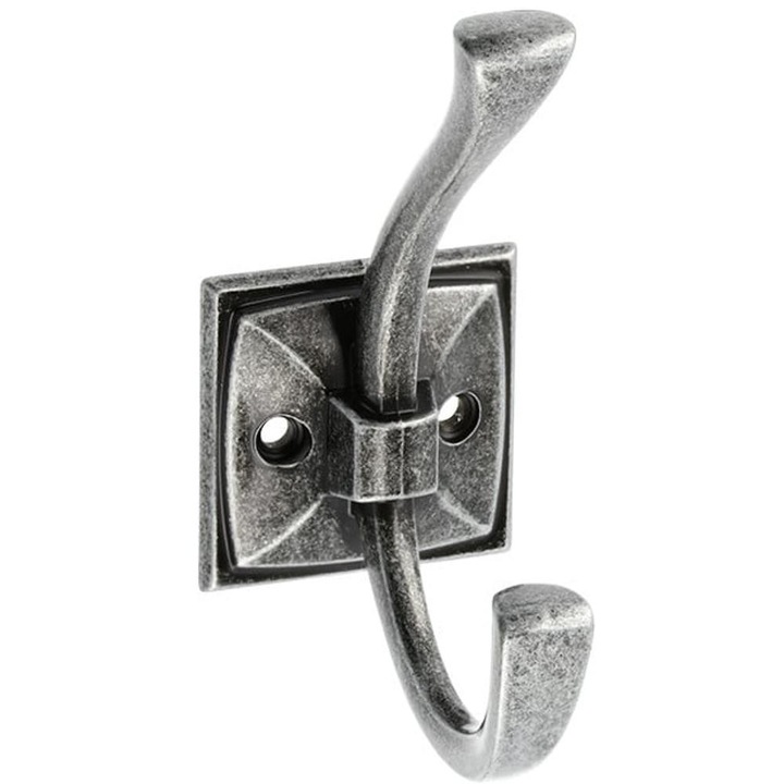 Cuier Model Smok/Madrid, 2 Carlige, Finisaj Gri Antic