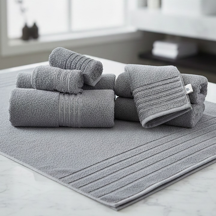 Луксозна хавлиена кърпа за баня от 100% памук, 600 g/m², супер абсорбираща, с висока плътност, двойна нишка, 70 x 140 см, сива