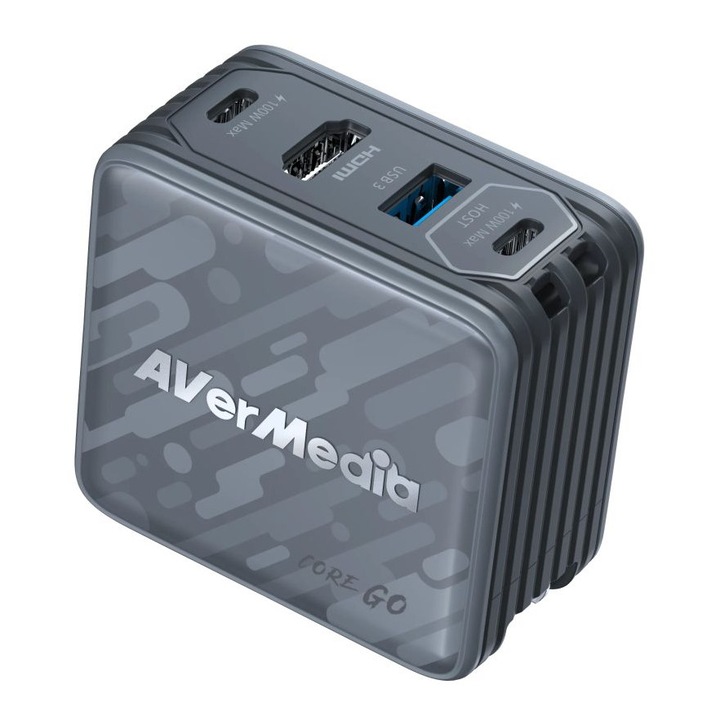 Hub AverMedia Core Go GC313, 1xUSB-A, 1xUSB-C, 1xHDMI, gri