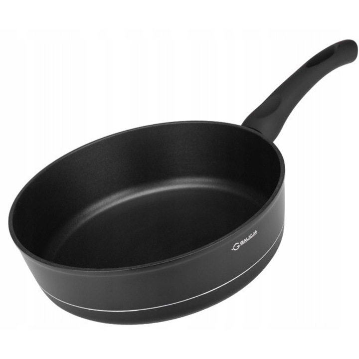 Дълбок тиган Royal, алуминиев, черен, 26 см, съвместим с всички видове котлони, незалепващо покритие