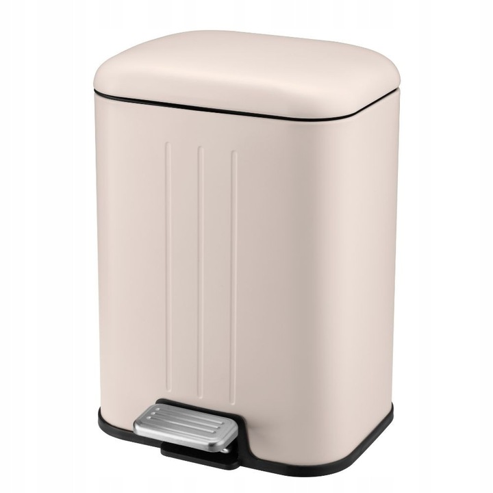 Cos de gunoi NUBO, 5L, metalic, bej, 29x20,5x20,5cm, cu capac cu inchidere lenta