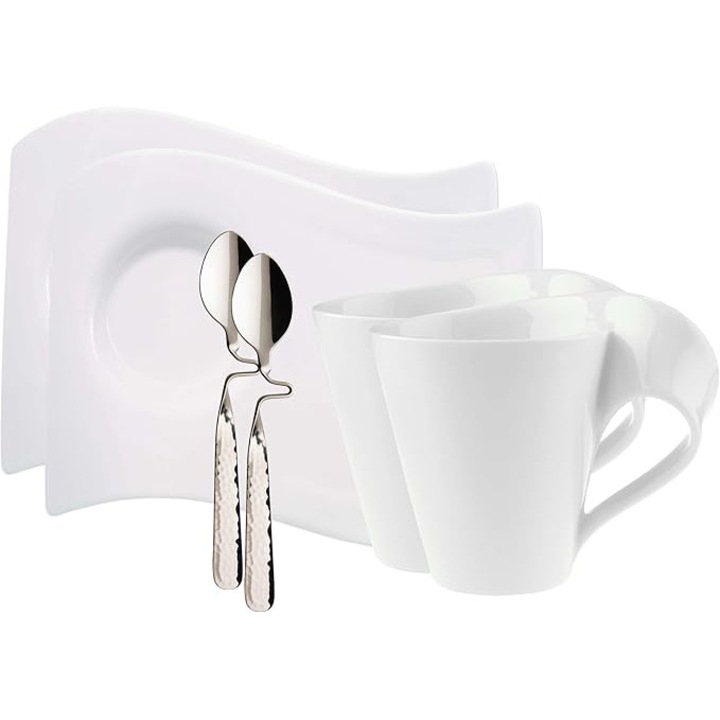 Villeroy & Boch NewWave 10-2484-8159, Set de 2 cesti cu farfurioara si lingurita