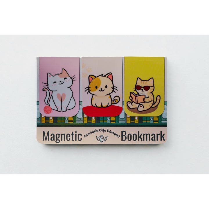 Set 3 semne de carte magnetice Pisici, reutilizabile, rezistente la uzură, multicolor