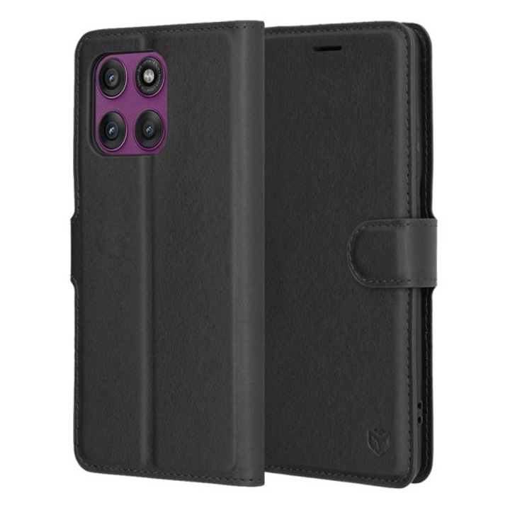 Husa Upzz® Leather Folio Compatibila cu Motorola Edge 60 PRO, Magnet, Suport Card - Black