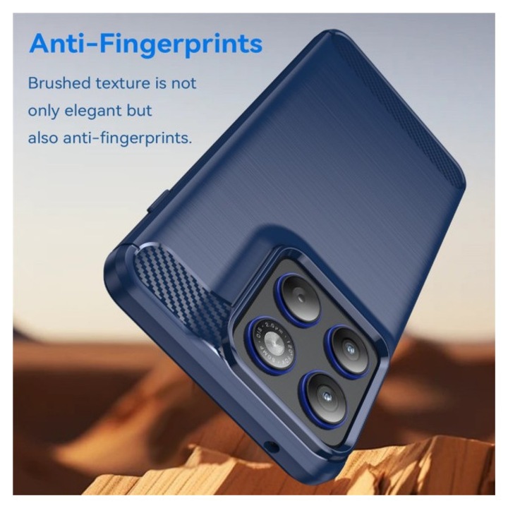 Husa Spate Upzz® Carbon Pro, Compatibila Cu Motorola Edge 70, Protectie Perfecta, Silicon, Albastru