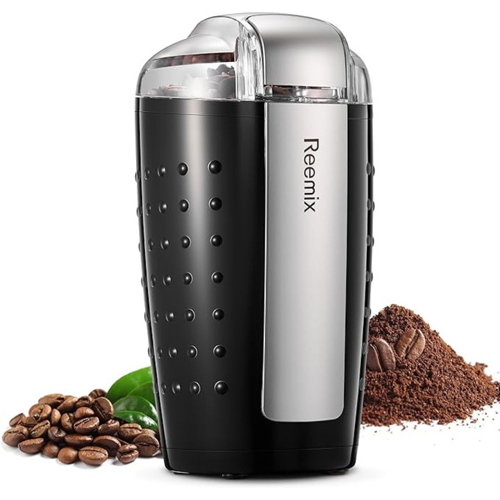 Rasnita Electrica Reemix, 100 g, inox, negru, multifunctionala pentru cafea si condimente