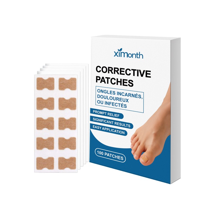 Set de 2 cutii plasturi pentru ingrijirea unghiilor de la picioare, 100 plasturi fiecare