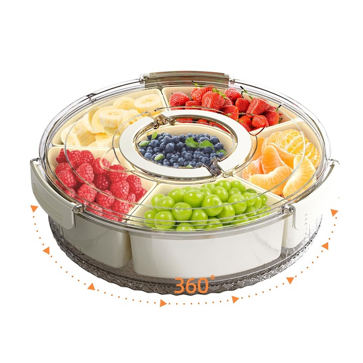 Cutie portabila 6 in 1, AFKSMILE, divizate, transparent/alb, 28x8cm