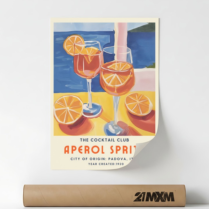 Poster Decorativ Stil Italian 'Aperitivo 2', Material Textil, 21MXM, A4 (21 x 29.7 cm), Fara Rama