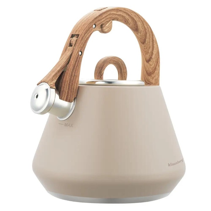Fierbator bej, ceainic din otel cu fluier, 2.5 L, Klausberg