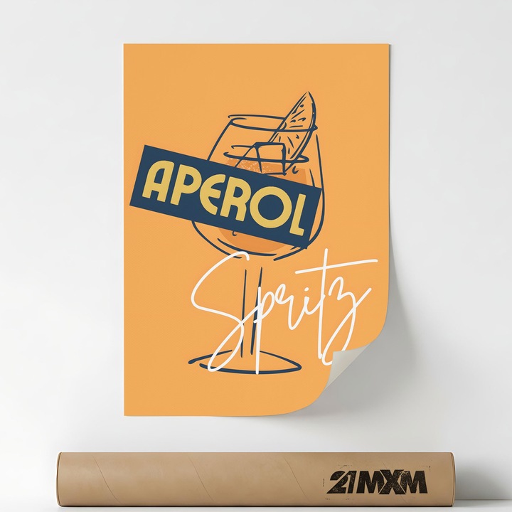 Poster Decorativ Stil Italian 'Aperitivo 3', Material Textil, 21MXM, A4 (21 x 29.7 cm), Fara Rama