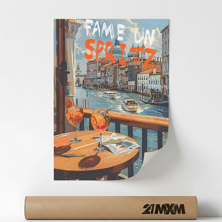 Poster Decorativ Stil Italian 'Aperitivo 5', Material Textil, 21MXM, A4 (21 x 29.7 cm), Fara Rama