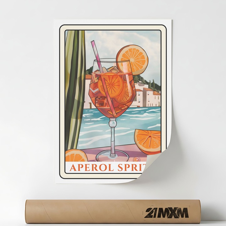 Poster Decorativ Stil Italian 'Aperitivo 8', Material Textil, 21MXM, A4 (21 x 29.7 cm), Fara Rama