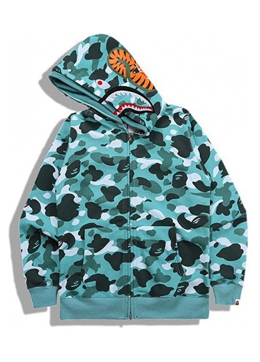 Hanorac barbati, camuflaj, fermoar, albastru