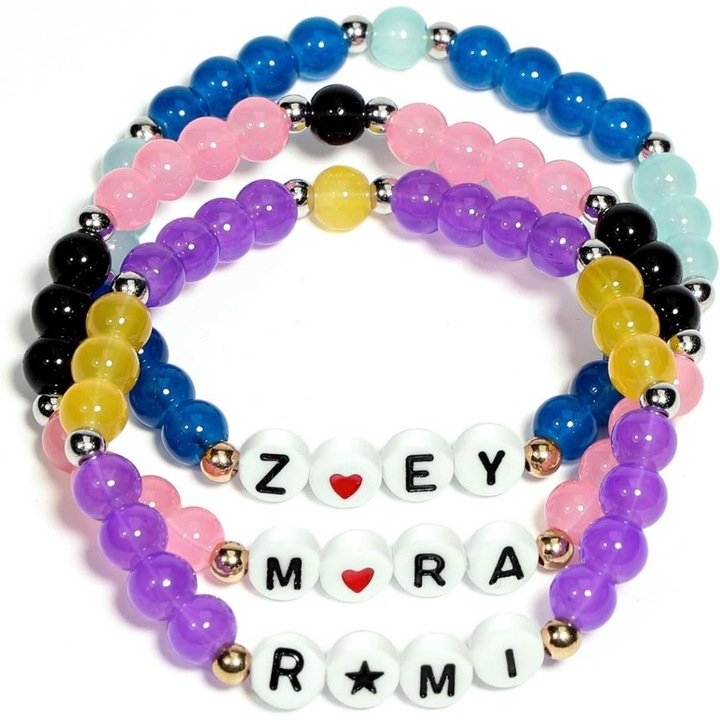 Set bratari K-Pop, 3pcs, margele, multicolor