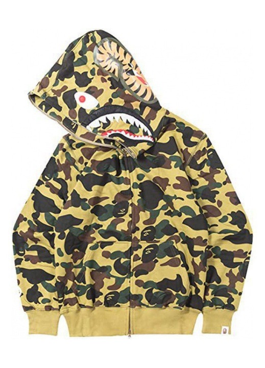 Hanorac barbati, camuflaj rechin, galben, cu fermoar, S INTL