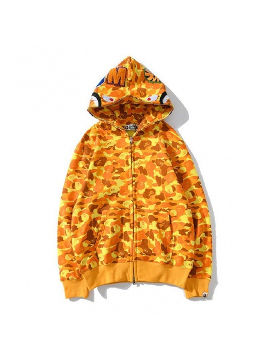Hanorac barbati, camuflaj rechin, portocaliu, cu fermoar