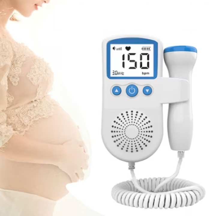 Monitor Fetal Doppler Pentru Gravide T501, SANSES, Monitorizare Functii Vitale Fat, LCD, Albastru