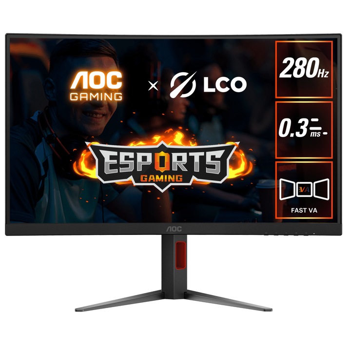 Монитор Gaming AOC C27G4Z2, 27", Full HD (1920x1080), Adaptive Sync, Flicker‑Free, Low Blue Light, HDMI, Vesa, Черен