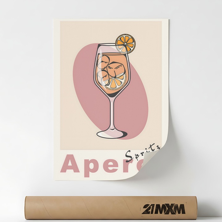Poster Decorativ Stil Italian 'Aperitivo 19', Material Textil, 21MXM, A4 (21 x 29.7 cm), Fara Rama