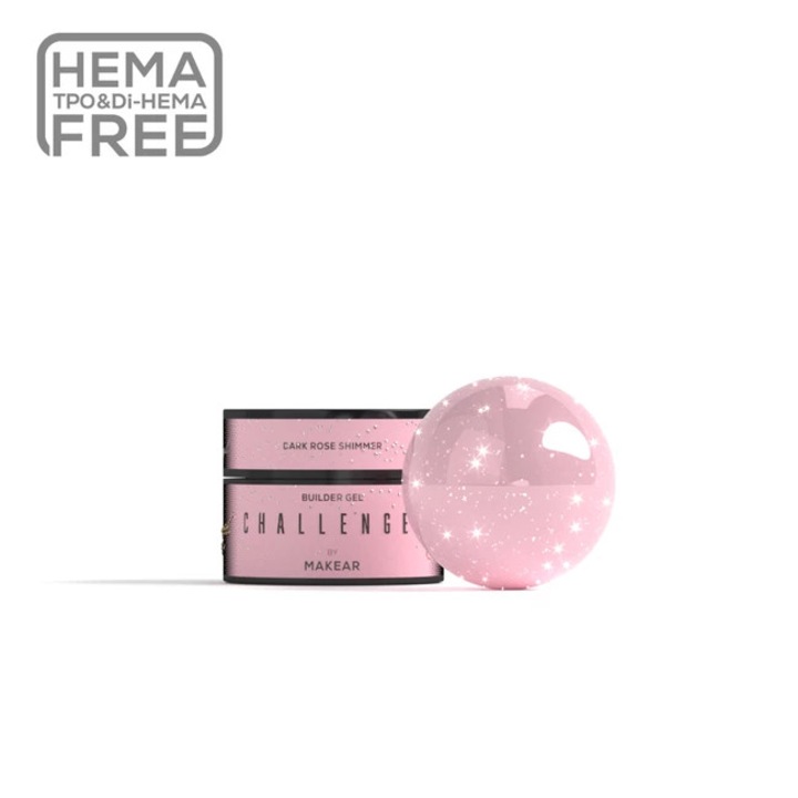 Makear Challenge HG15 – Gel de constructie roz inchis sclipitor 15ml