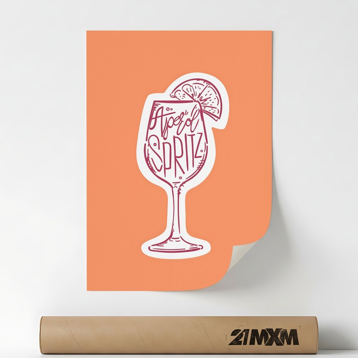 Poster Decorativ Stil Italian 'Aperitivo 21', Material Textil, 21MXM, A4 (21 x 29.7 cm), Fara Rama