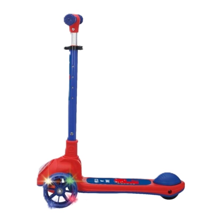 Robogó levehető üléssel gyermekeknek, 3 kerekű, piros-kék, világító