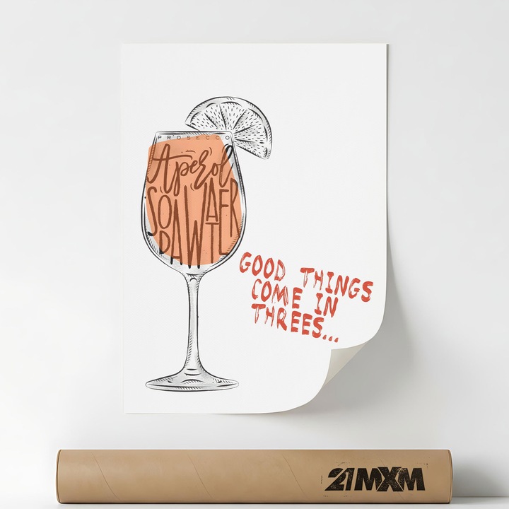 Poster Decorativ Stil Italian 'Aperitivo 24', Material Textil, 21MXM, A4 (21 x 29.7 cm), Fara Rama