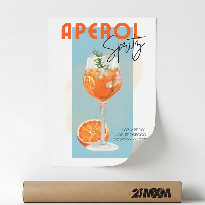 Poster Decorativ Stil Italian 'Aperitivo 27', Material Textil, 21MXM, A4 (21 x 29.7 cm), Fara Rama