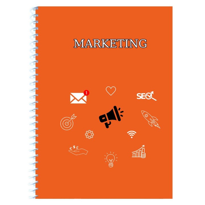 Caiet Studentesc cu spirala, personalizat Marketing, Foi veline, 100 File, A4