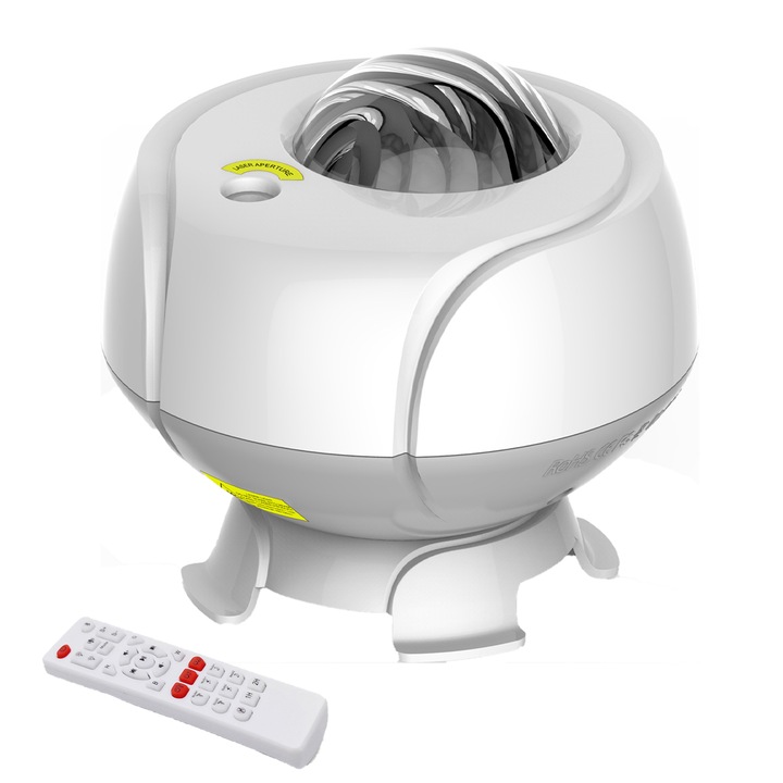 Proiector galaxie, Omelivon, forme schimbatoare, lumini pentru intreaga camera, difuzor Bluetooth, alb