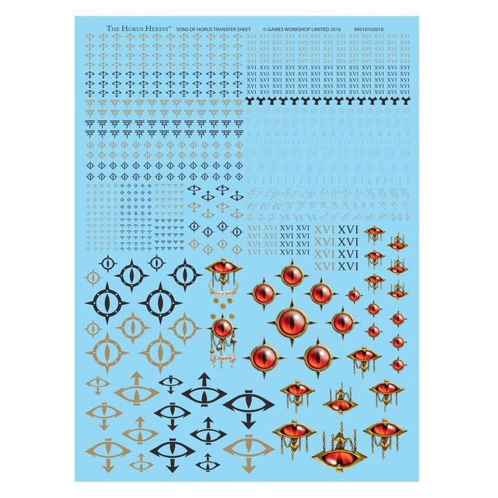 Extensie de joc Warhammer 40000, Foaie de decalcare Sons of Horus Legion Transfer Sheet, Games Workshop, multicolor