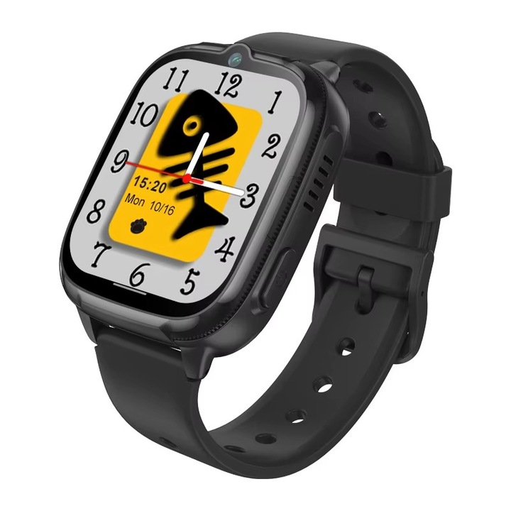 Ceas inteligent pentru copii NUBKI DH53, 4G, Cameră, Urmărire LBS+Wi-Fi, Apel video, Buton SOS, Baterie 730mAh, Negru