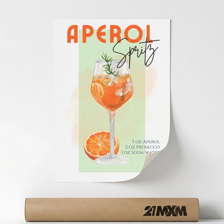 Poster Decorativ Stil Italian 'Aperitivo 31', Material Textil, 21MXM, A4 (21 x 29.7 cm), Fara Rama