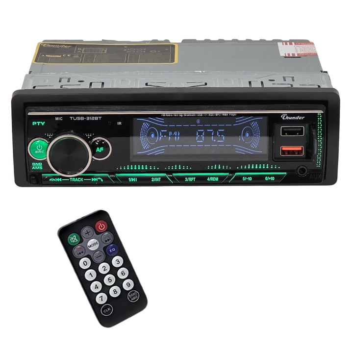 Radio auto Bluetooth Thunder TUSB-312BT, FM, USB, 1 DIN, 4x50W