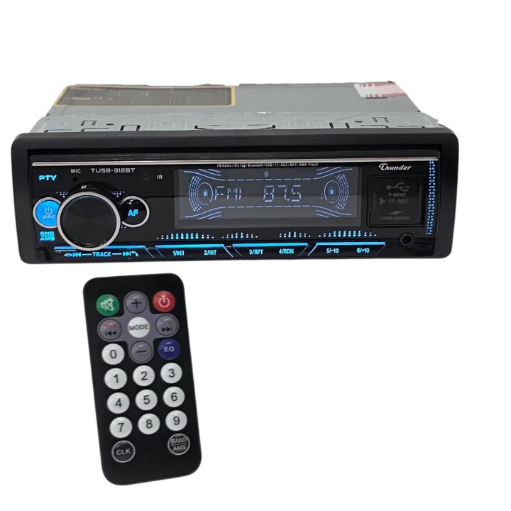 Bluetooth Радио MP3 плеър за кола Thunder TUSB-312BT, свалящ се панел, RDS, USB SD AUX FM радио, дистанционно, 4x50W