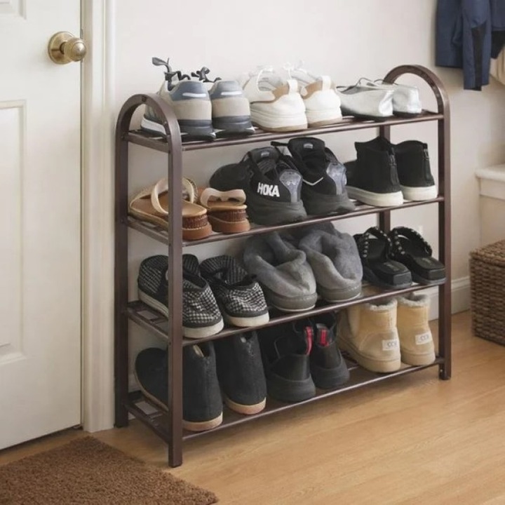 Suport Incaltaminte Pantofi Taupe cu 4 Rafturi 61x28x64cm