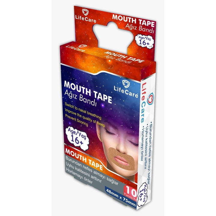Лепенки за уста Life Care, Подходящи за възраст 16+ години Mouth Tape 10бр в кутия