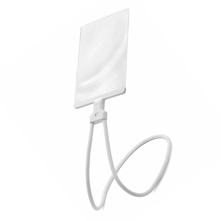 Lupa suspendabila 3x pentru citit fara maini, pentru seniori, cu brat flexibil si design ergonomic, alba